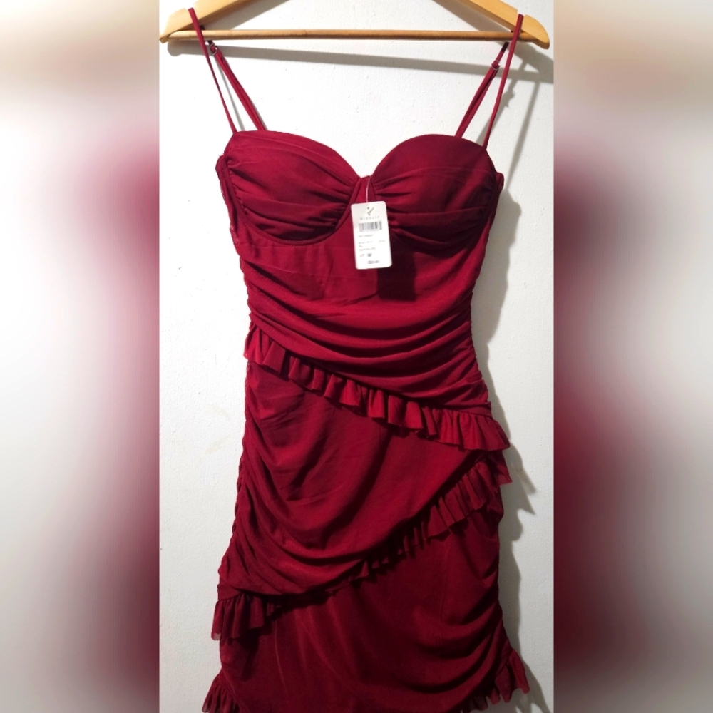 Elegant Red Ruffled Dress